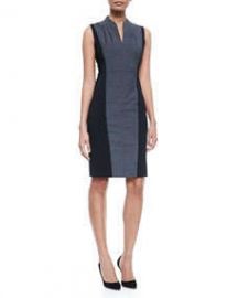 Elie Tahari Amabel Sleeveless Sheath Dress W Jersey Sides at Neiman Marcus