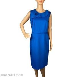 Elie Tahari Brittany Bayberry Blue Ruffle Sleeveless Sheath Formal Dress Size 12 eBay at eBay