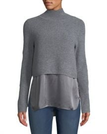 Elie Tahari Casper Turtleneck Long-Sleeve Cashmere Sweater w  Silk Cami at Neiman Marcus