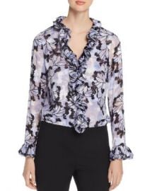 Elie Tahari Chandana Ruffled Floral-Burnout Top  Women - Bloomingdale s at Bloomingdales