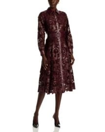 Elie Tahari Chayenne Faux Leather Lace Midi Dress Bloomingdales at Bloomingdales