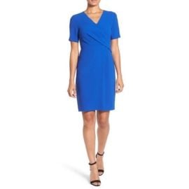 Elie Tahari Dresses Elie Tahari Pleated Faux Wrap Sheath Dress Poshmark at Poshmark