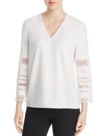 Elie Tahari Elvira Embroidered-Sleeve Blouse Women - Bloomingdale s at Bloomingdales