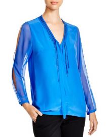 Elie Tahari Emmy Chain Trim Silk Blouse at Bloomingdales