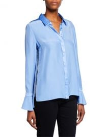 Elie Tahari Heather Button-Down Silk Blouse at Neiman Marcus