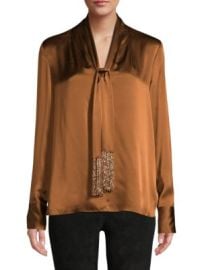 Elie Tahari Kendal Beaded Tie Neck Silk Blouse at L'Agence
