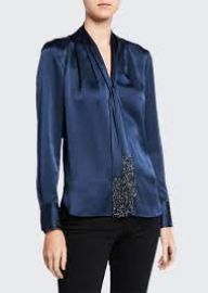 Elie Tahari Kendal Beaded Tieneck Silk Blouse at Bergdorf Goodman