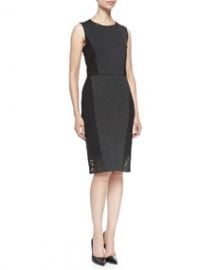 Elie Tahari Laci Sleeveless Dress W Jersey Borders at Neiman Marcus