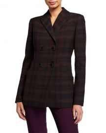 Elie Tahari Launie Plaid Double-Breasted Jacket at Neiman Marcus