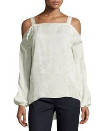 Elie Tahari Lindy Cold-Shoulder Silk Blouse  Twine at Neiman Marcus