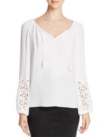 Elie Tahari Mariella Lace Silk Peasant Blouse white at Bloomingdales