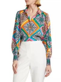 Elie Tahari Molly Mosaic Silk Blouse at Saks Fifth Avenue