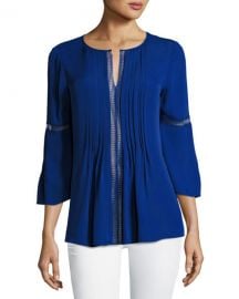 Elie Tahari Orion Bell-Sleeve Silk-Georgette Blouse at Neiman Marcus