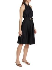 Elie Tahari Pleated Fit Flare Belted Halter Midi-Dress on SALE at Saks Off 5th