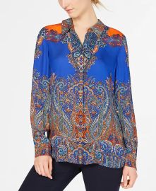 Elie Tahari Scarf Print Paisley Long Sleeve Blouse at Macys