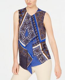 Elie Tahari Scarf-Print Sleeveless Blouse    Reviews - Women - Macy s at Macys