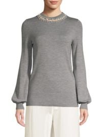 Elie Tahari Shahar Pearl Neck Sweater at Saks Fifth Avenue