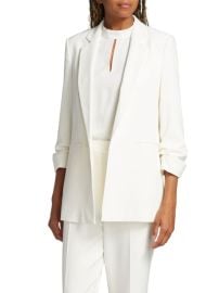 Elie Tahari Stella Ruched Open Front Blazer in White at Saks Off 5th
