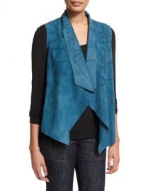 Elie Tahari Stormy Suede Hanky Vest blue at Neiman Marcus