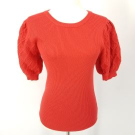 Elie Tahari Sweaters Elie Tahari Ribbed Puff Sleeve Sweater Summer Coral Size Medium Nwt Poshmark at Poshmark