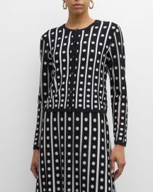 Elie Tahari The Ari Striped Polka Dot Cardigan at Neiman Marcus