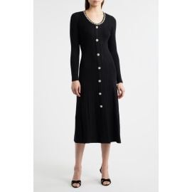 Elie Tahari The Emmie Rhinestone Detail Long Sleeve Knit Dress at Nordstrom