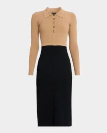 Elie Tahari The Esme Two Tone Knit Midi Sweater Dress at Neiman Marcus