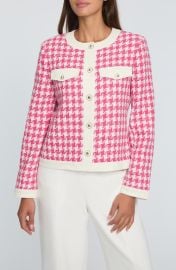 Elie Tahari The Farley Houndstooth Check Cotton Tweed Jacket at Nordstrom