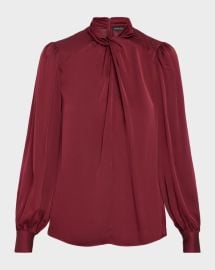 Elie Tahari The Lola Draped Mock Neck Blouse at Neiman Marcus
