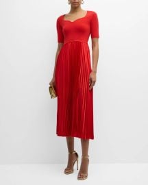 Elie Tahari The Luella Pleated Sweetheart Sweater Dress at Neiman Marcus