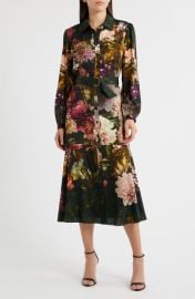 Elie Tahari The Mila Floral Print Long Sleeve Shirtdress at Nordstrom