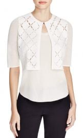 Elie Tahari Women s Margo Open Knit Crop Cardigan Sweater White Size Small at Amazon