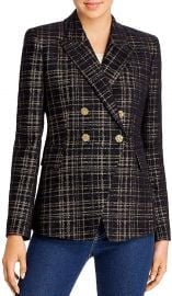 Elie Tahari Womens Jezebel Metallic Plaid Double-Breasted Blazer at Amazon