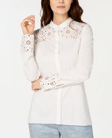 Elie Tahari Zila Lace-Trimmed Blouse Women - Macy s at Macys