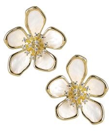 Elinore Mother Of Pearl amp Gold Brass Floral Earring Lisi Lerch at Lisi Lerch