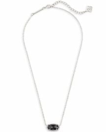 Elisa Silver Pendant Necklace In Black Opaque Glass at Kendra Scott