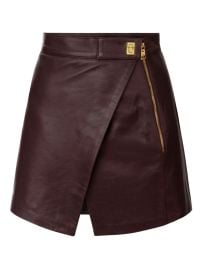 Elisabetta Franchi Asymmetrical Leather Mini Skirt Brown at Farfetch