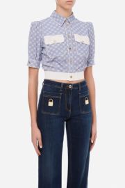 Elisabetta Franchi Printed Crop Top at Cettire