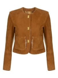 Elisabetta Franchi patch-pocket turn-lock Jacket Brown at Farfetch