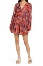 Elise Long Sleeve Silk Minidress at Nordstrom