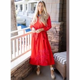 Eliza Embroidered Long Sleeve Maxi Dress at eBay