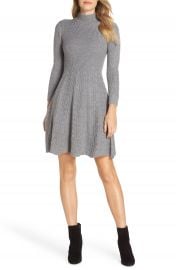 Eliza J   Mock Neck Fit  amp  Flare Sweater Dress   Nordstrom Rack at Nordstrom Rack