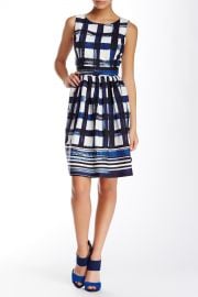 Eliza J   Sleeveless Windowpane Fit  amp  Flare Dress   Nordstrom Rack at Nordstrom Rack