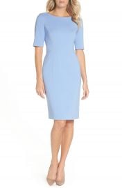 Eliza J Bateau Neck Crepe Sheath at Nordstrom