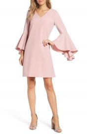 Eliza J Bell Sleeve Crepe Shift Dress  Regular   Petite at Nordstrom