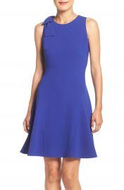 Eliza J Bow Shoulder Crepe Fit  amp  Flare Dress  Regular  amp  Petite    Nordstrom at Nordstrom