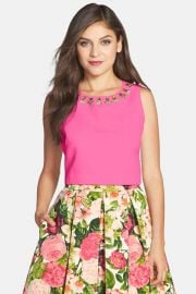 Eliza J Embellished Faille Top Pink at Nordstrom