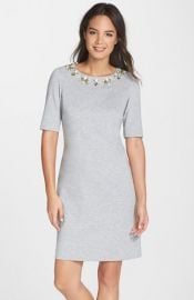 Eliza J Embellished Heathered Ponte Shift Dress at Nordstrom