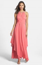 Eliza J Embellished Tiered Chiffon Halter Gown at Nordstrom