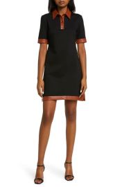 Eliza J Faux Leather Trim Shirtdress at Nordstrom